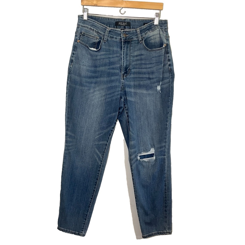 Judy Blue Boyfriend Denim Jeans 14W Western Distressed Classic Retro Preppy